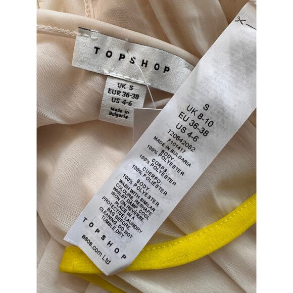 New TOPSHOP NORDSTROM Women's Cream Ruched Mesh Long Sleeve Top Size 4-6 - Picture 6 of 8